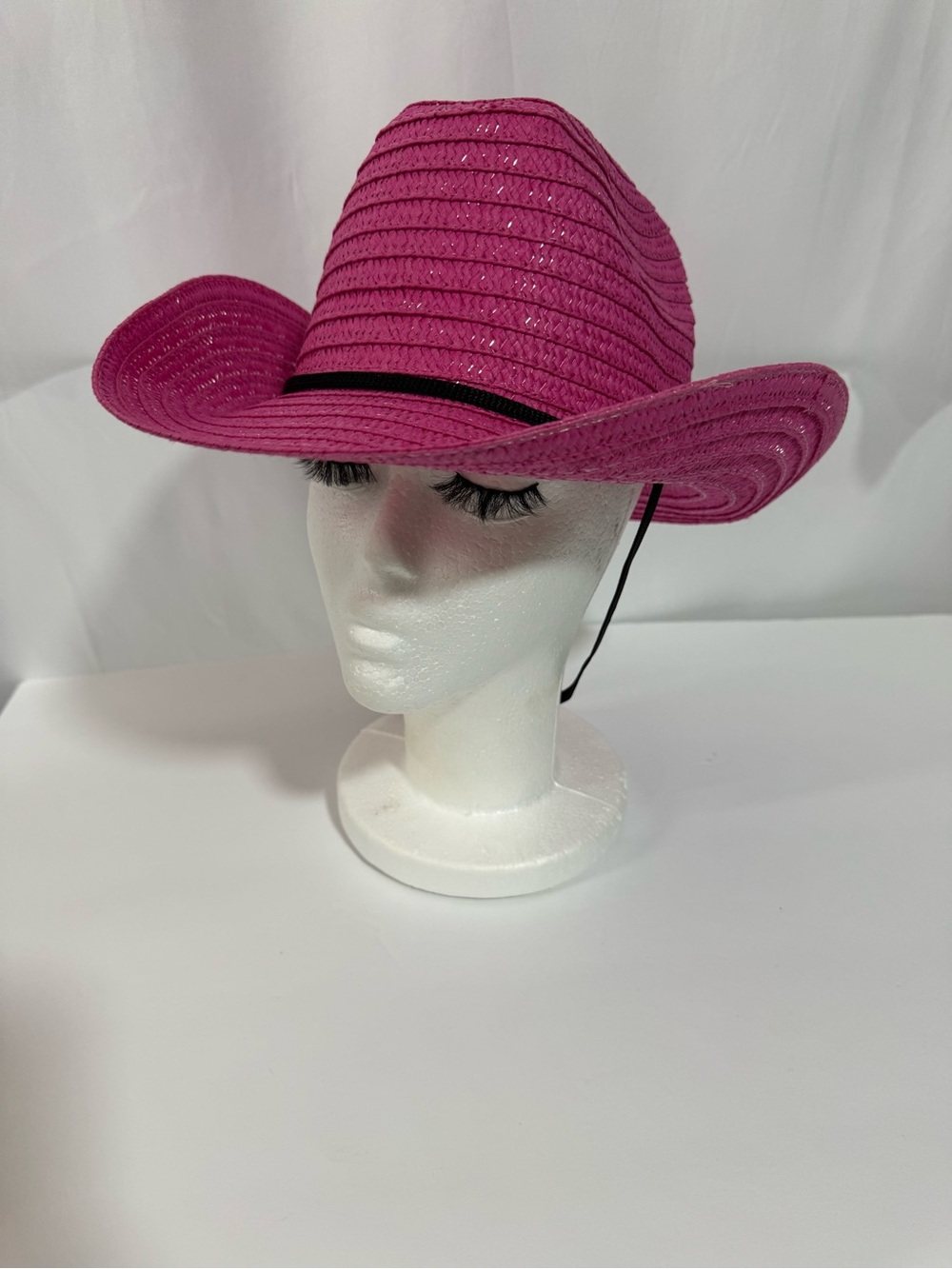 Fuchsia Straw Cowboy Hat with Chin Strap